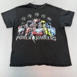 Power Rangers Movie Graphic T-Shirt Kids Size Large Black Saban Short Sleeve